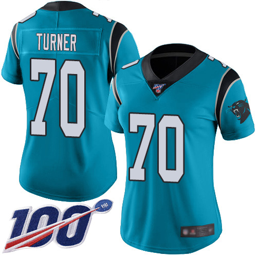 Carolina Panthers Limited Blue Women Trai Turner Jersey NFL Football #70 100th Season Rush Vapor Untouchable->women nfl jersey->Women Jersey